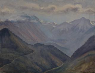 Mountains with Snow — Oil painting, Canvas, 50.00×65.00cm — Theodoros Markellos